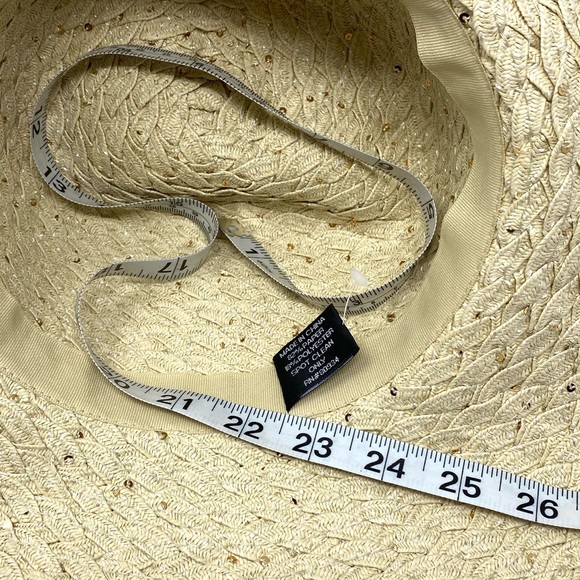 Womans Floppy Sun Hat Light Brown W/ Gold Sequin New - Picture 5 of 7